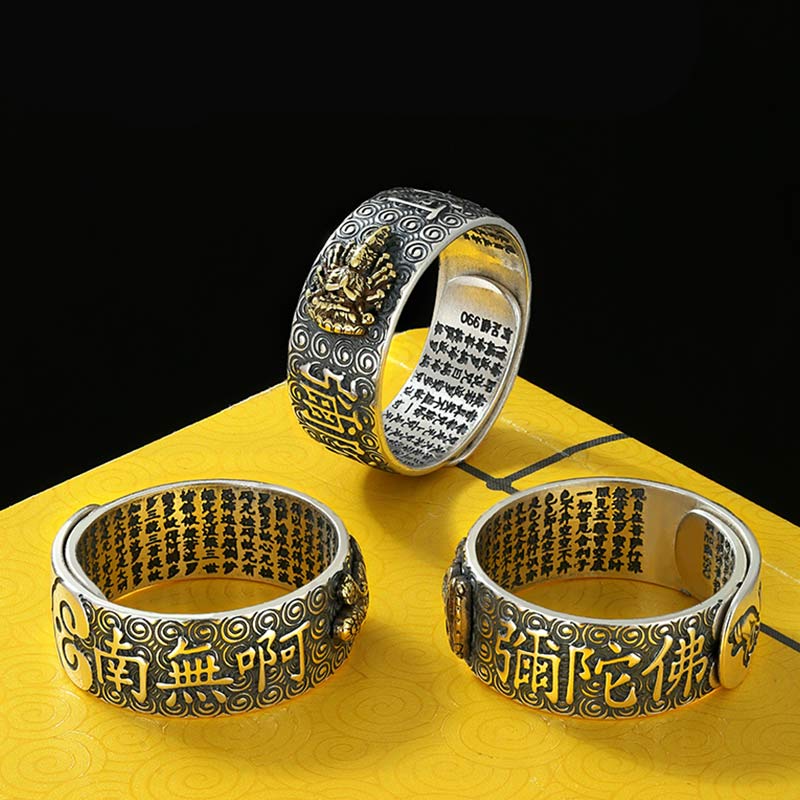 Wear FengShui Chinese Zodiac Natal Buddha Wealth Luck Adjustable Ring
