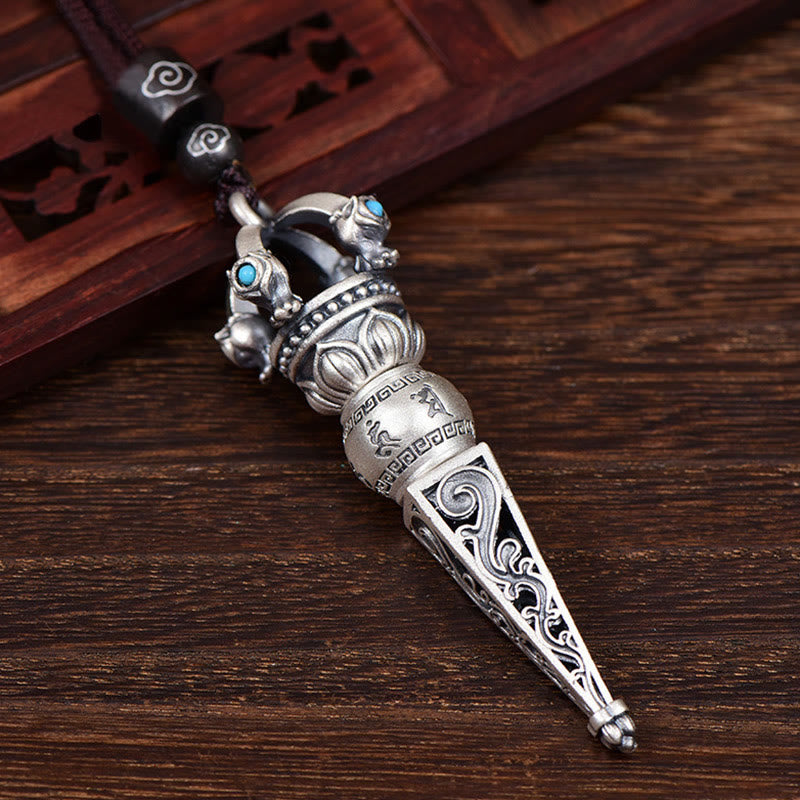 Wear FengShui Tibetan Om Mani Padme Hum Dorje Vajra Design Wisdom Rotatable Necklace Pendant