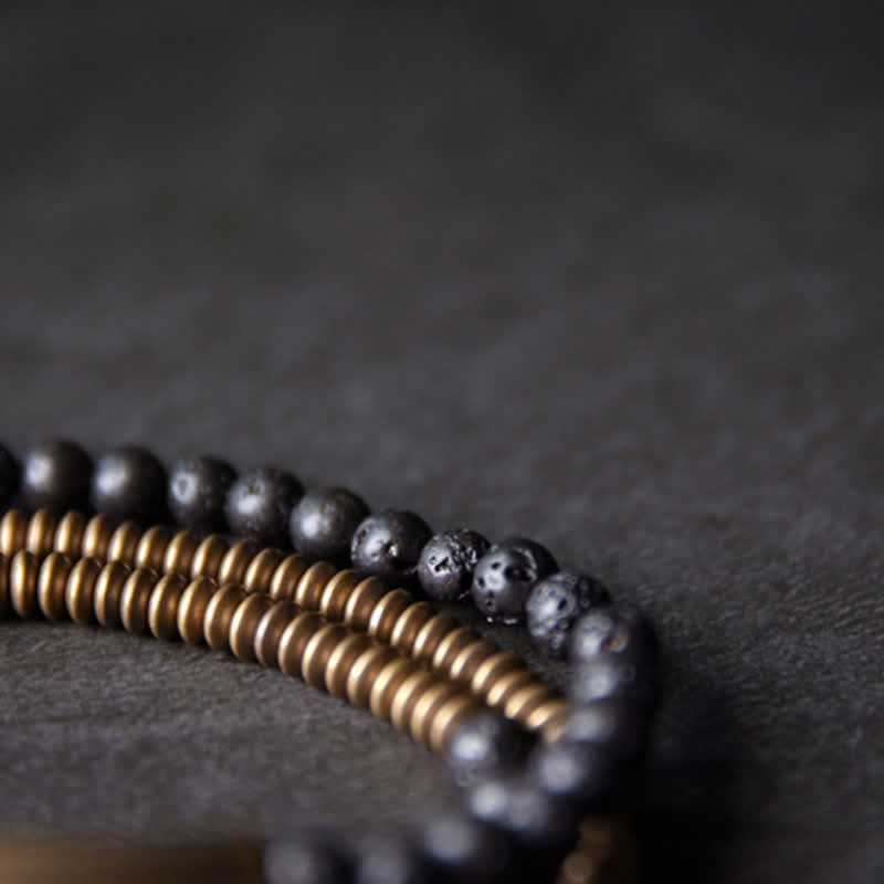 Wear FengShui Vintage Lava Rock Copper Support Bracelet