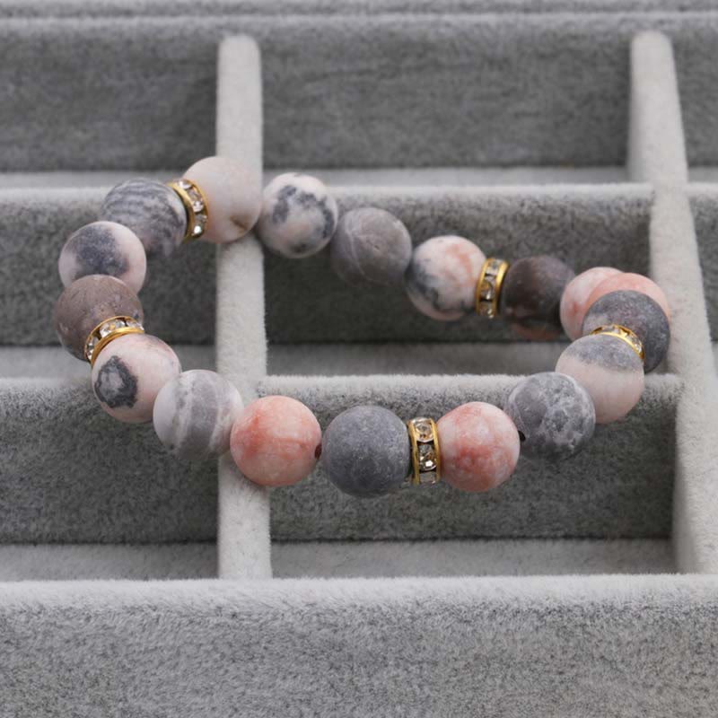 Wear FengShui Anxiety Stress Healing Crystal Zebra Jasper Bead Bracelet