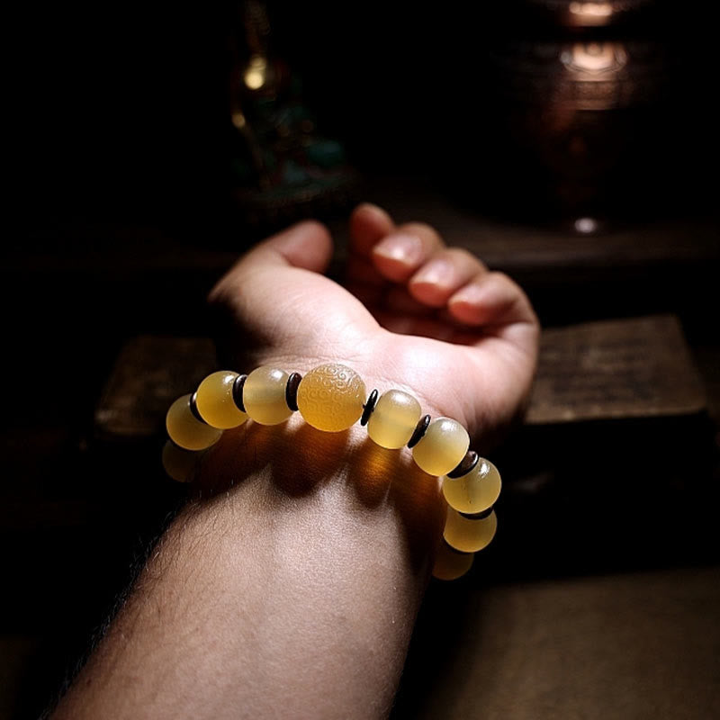 Wear FengShui Handmade Tibetan Sheep Horn Om Mani Padme Hum Auspiciousness Bracelet
