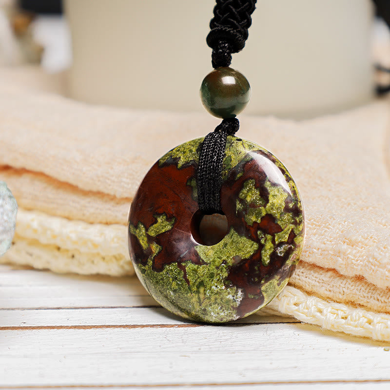 Wear FengShui Lucky Coin Pendant Healing Crystal Gemstone Necklace