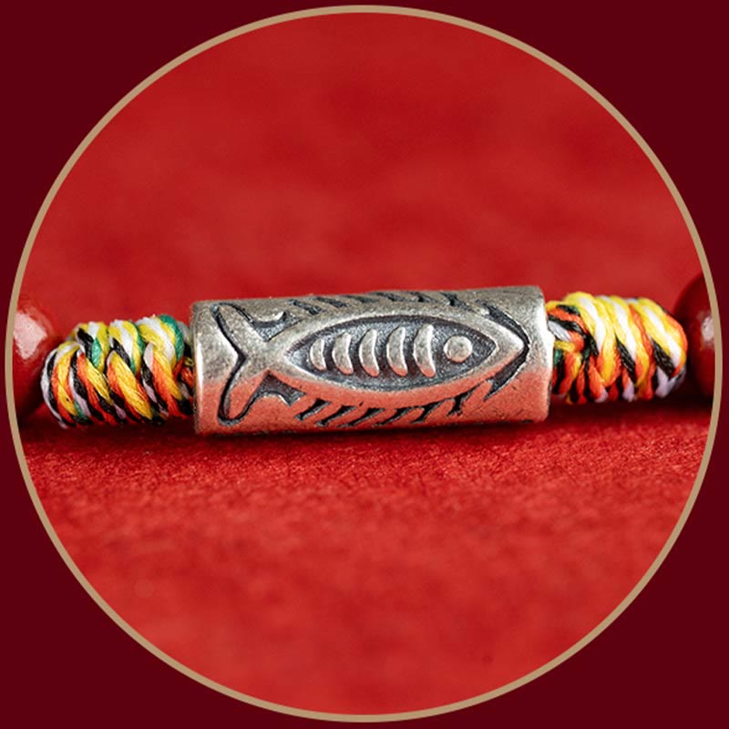 Wear FengShui 925 Sterling Silver Koi Fish Cinnabar Bead Wealth Handcrafted Braided Bracelet Anklet