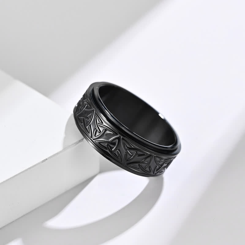Wear FengShui  Triangle Knot Triquetra Titanium Steel Calm Rotatable Ring