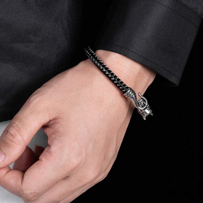 Wear FengShui Dragon Titanium Steel Protection Luck Bracelet