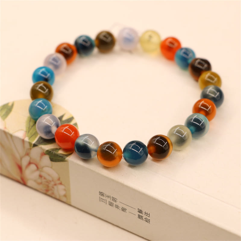 Wear FengShui Colorful Candy Agate Healing Strength Bead Bracelet