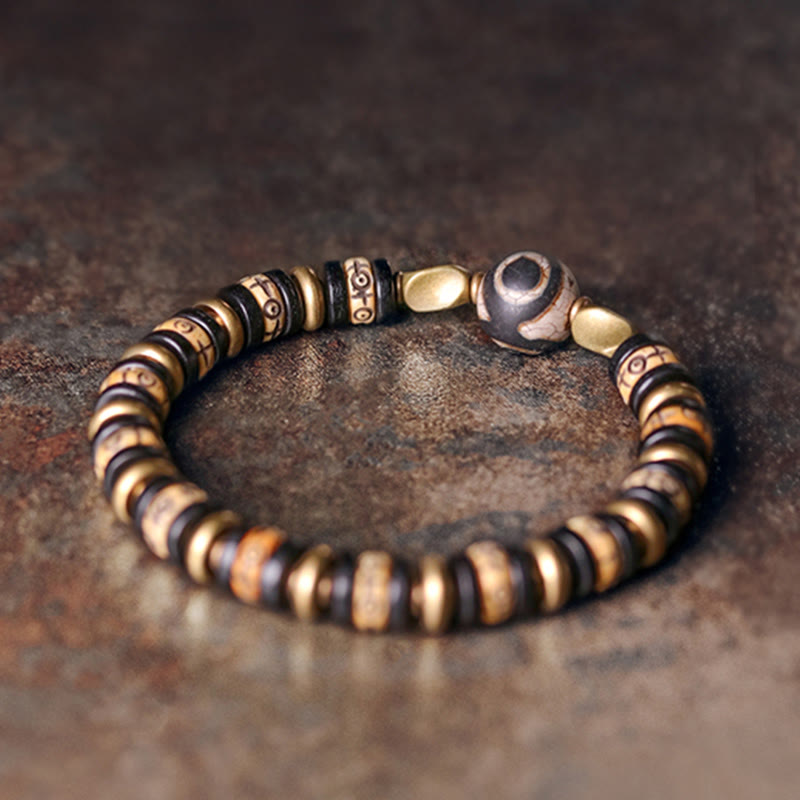 Wear FengShui Tibetan Bone Beads Ebony Wood Strength Bracelet
