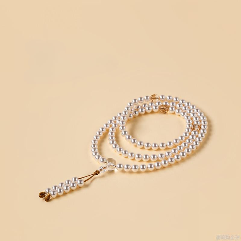 Buddha3bodhi 6mm Crystal Pearl 108 Bead Mala Natural White Crystal  Prayer Beads