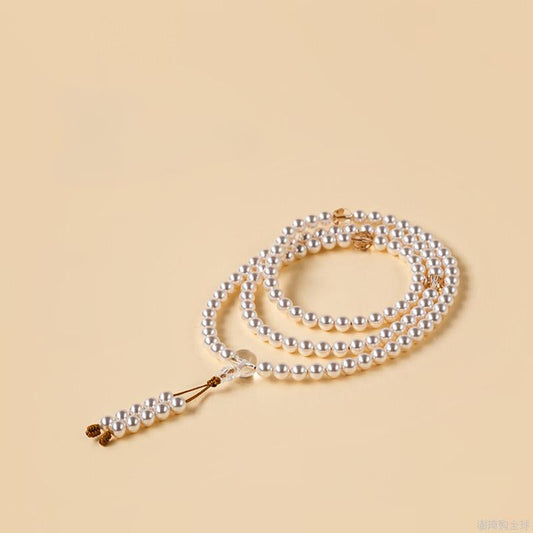 Buddha3bodhi 6mm Crystal Pearl 108 Bead Mala Natural White Crystal  Prayer Beads