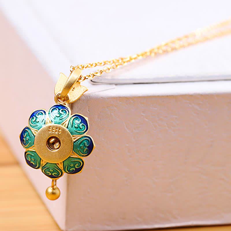 Wear FengShui 925 Sterling Silver Tibet Lotus Prayer Wheel Red Agate Enlightenment Necklace Pendant