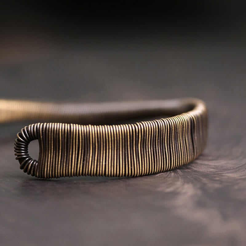 Wear FengShui Simple Design Wrapped Brass Copper Luck Wealth Adjustable Cuff Bracelet