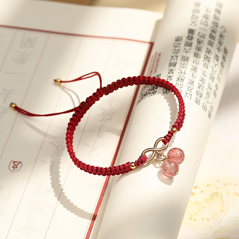 Wear FengShui Natural Strawberry Quartz Amethyst Green Phantom Bead Positive Bracelet
