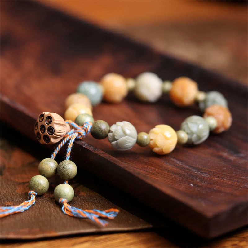 Wear FengShui Bodhi Seed Lotus Green Sandalwood Wisdom Harmony Bracelet