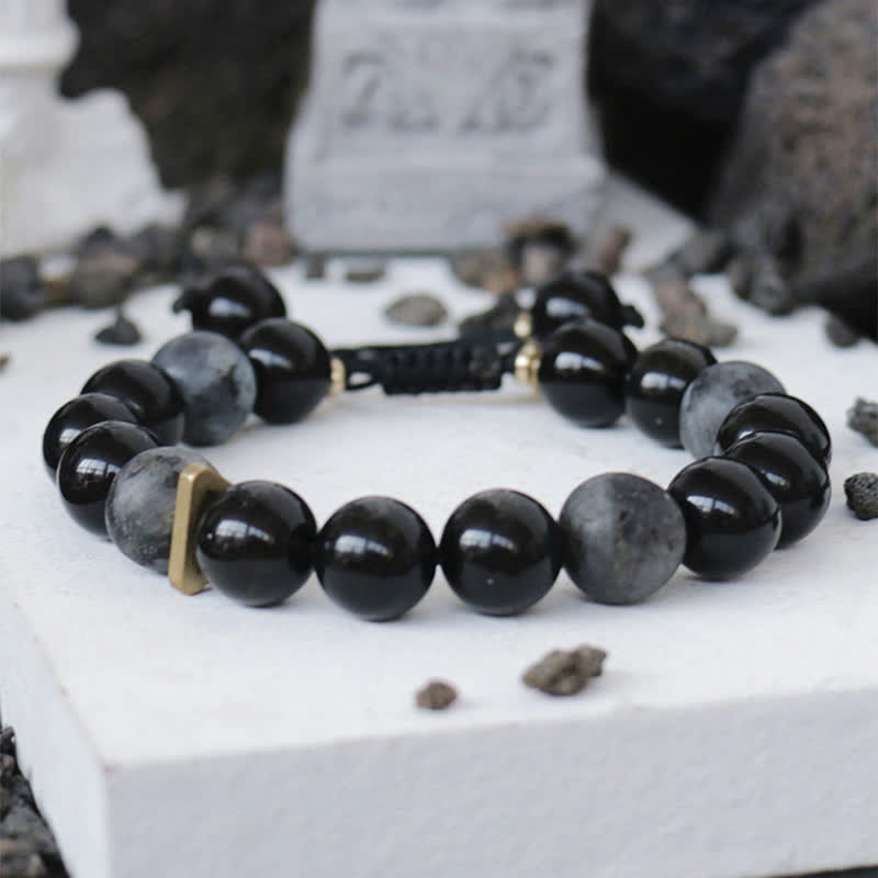 Wear FengShui Black Obsidian Black Glitter Stone Purification Bracelet