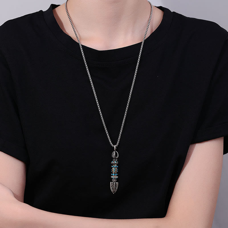 Wear FengShui Tibetan Om Mani Padme Hum Protection Wealth Rotatable Necklace Pendant