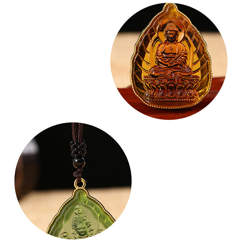 Wear FengShui Tibetan Buddha Liuli Crystal Serenity Necklace Pendant
