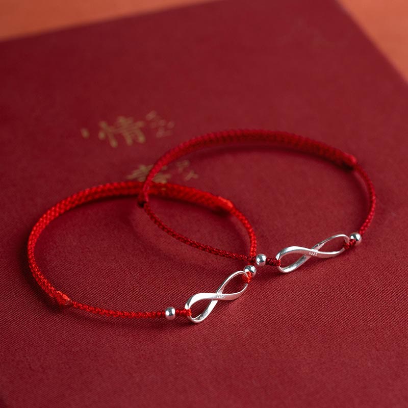 Wear FengShui 925 Sterling Silver Endless Knot Protection Luck Red String Bracelet Anklet