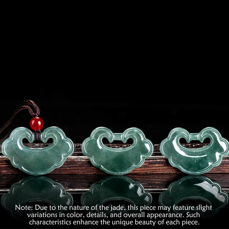 Wear FengShui Natural Green Jade Chinese Lock Charm Luck Necklace Pendant