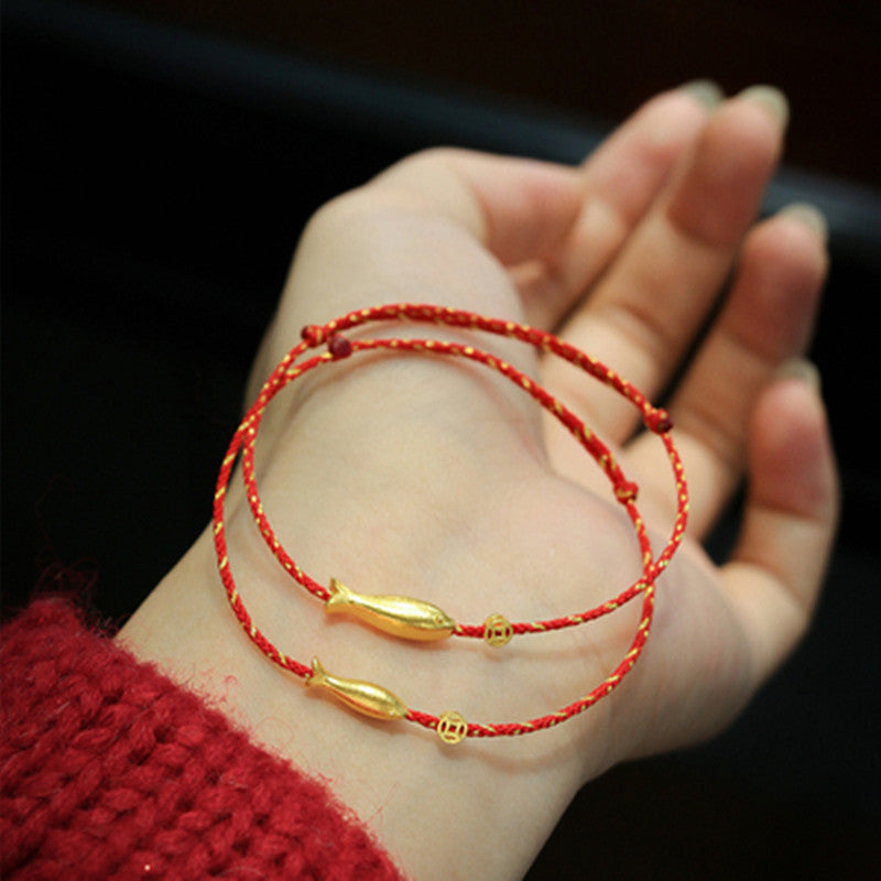 Wear FengShui 14K Gold Plated Koi Fish Luck Wealth Braided Bracelet