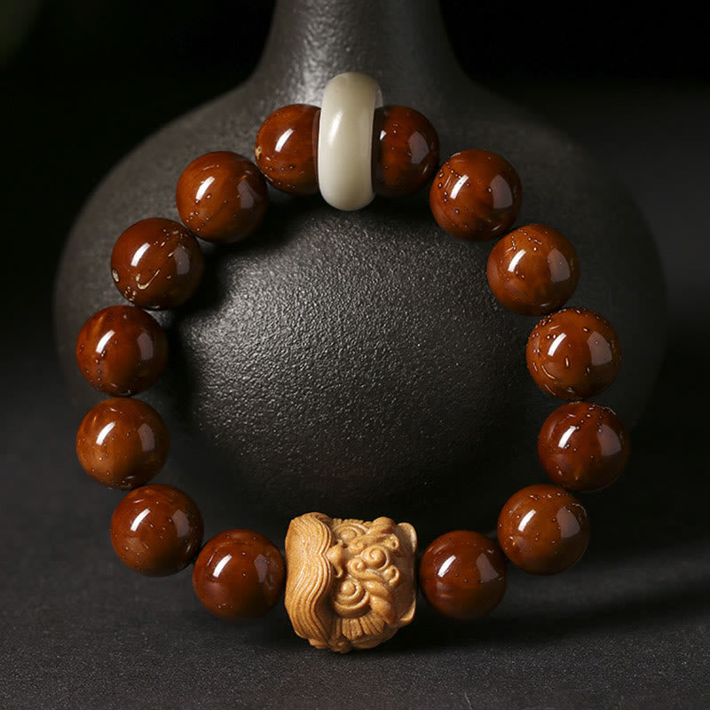 Wear FengShui Purple Bodhi Seed Dancing Lion Wisdom Bracelet