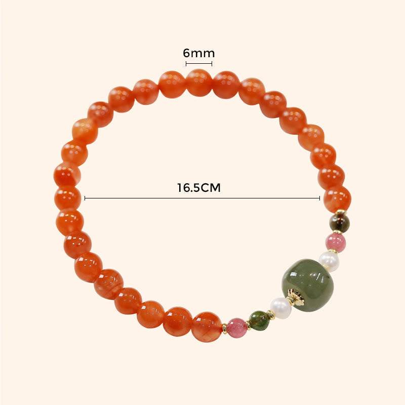 Wear FengShui Natural Red Agate Hetian Jade Bead Confidence Calm Bracelet