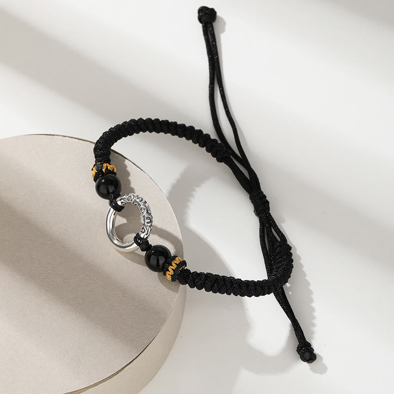 Wear FengShui 925 Sterling Silver Peace Buckle Auspicious Clouds Fortune Braided Bracelet
