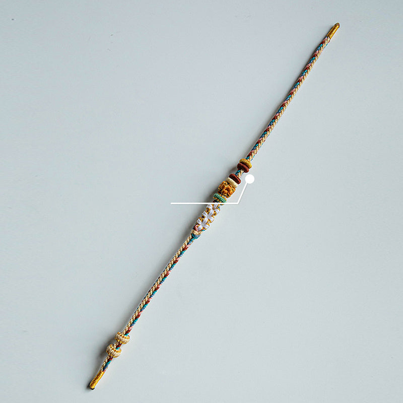 Wear FengShui Handmade Dunhuang Color Peach Blossom Pattern Braid String Bracelet