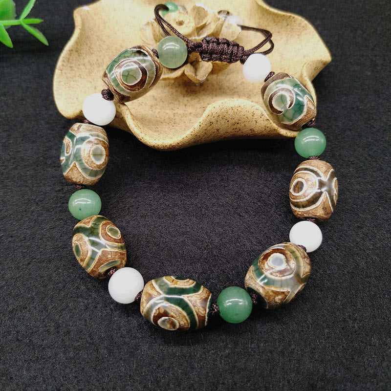 Wear FengShui Tibetan Three-eyed Dzi Bead Luck Protection Braided Bracelet