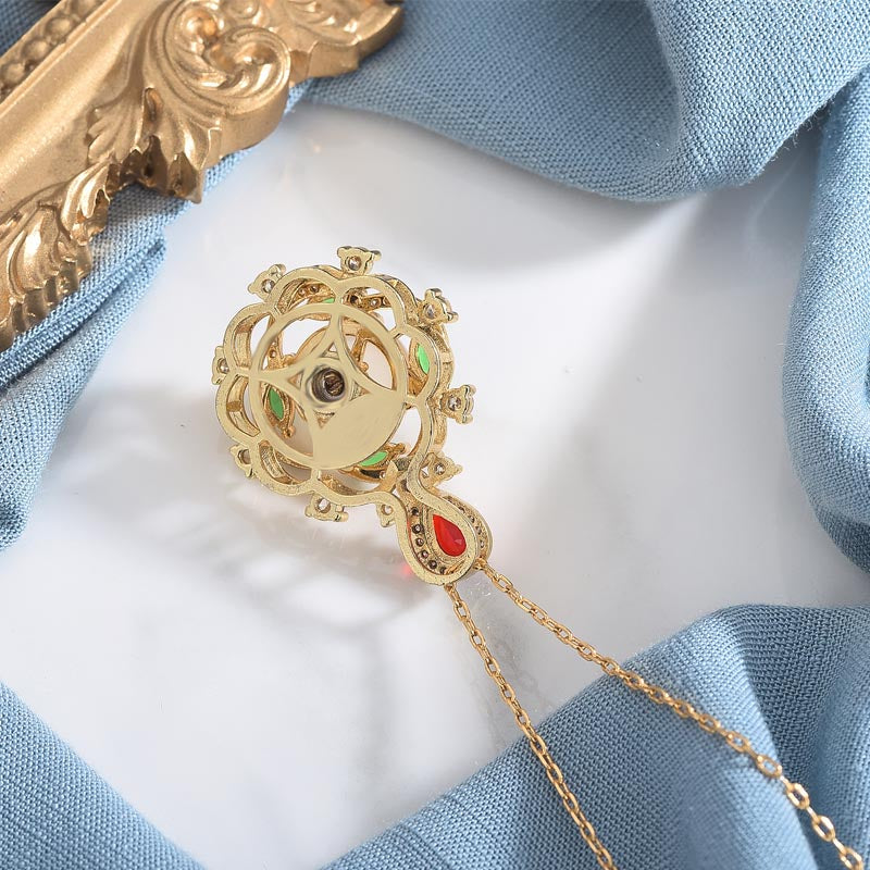 Wear FengShui Cyan Jade Red Crystal Luck Necklace