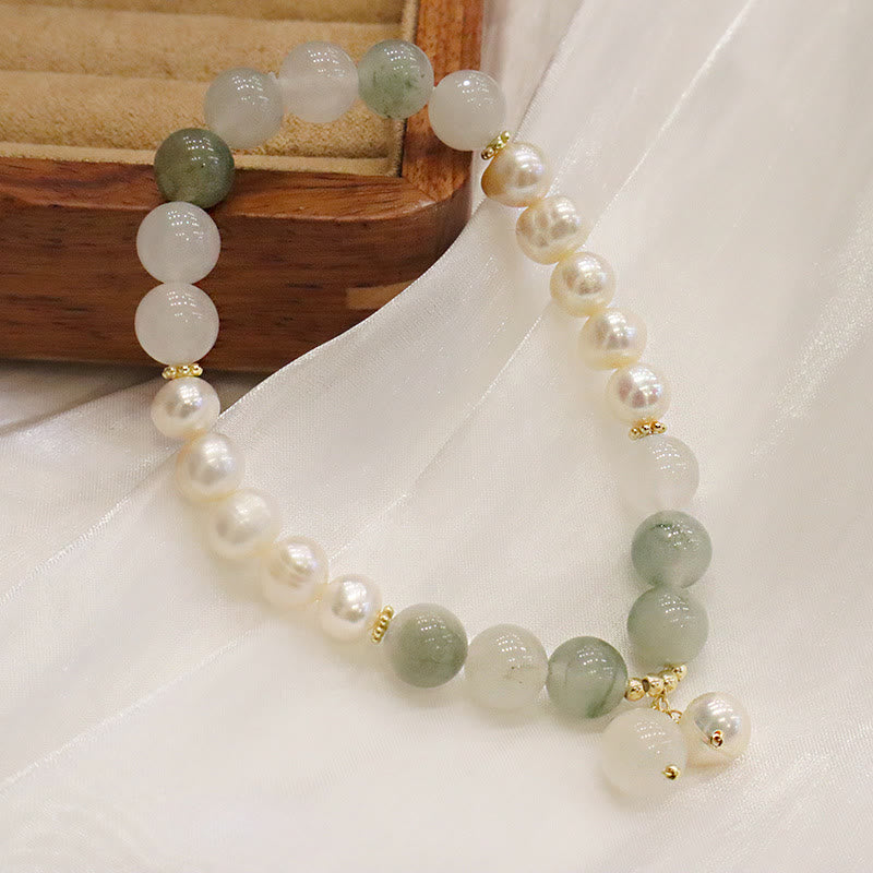 Wear FengShui Natural Pearl Jade Healing Sincerity Bracelet