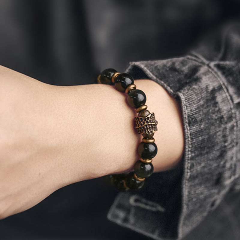 Wear FengShui Rainbow Obsidian Copper Love Healing Bracelet