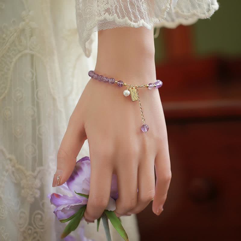 Wear FengShui Natural Amethyst Crystal Relieves Stress Bracelet