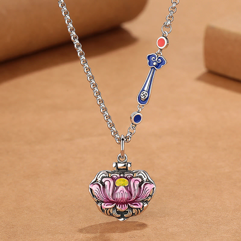 Wear FengShui Tibet Copper Lotus Luck New Begining Necklace Pendant