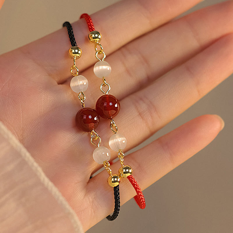 Wear FengShui Red Agate Cat Eye Braided String Confidence Bracelet