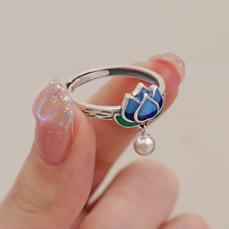 Wear FengShui Lotus Flower Pattern Enlightenment Ring