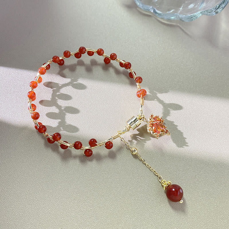 Wear FengShui Red Maple Leaf Luck Charm Bracelet