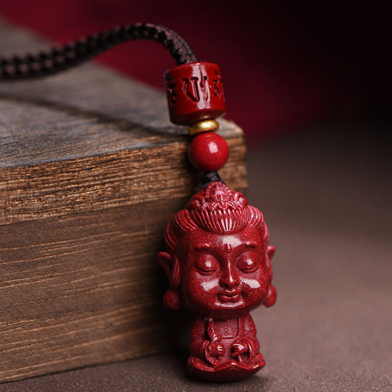 Wear FengShui Chinese Zodiac Natal Buddha Natural Cinnabar Amulet Keep Away Evil Spirits Necklace Pendant