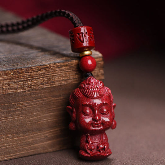 Wear FengShui Chinese Zodiac Natal Buddha Natural Cinnabar Amulet Keep Away Evil Spirits Necklace Pendant