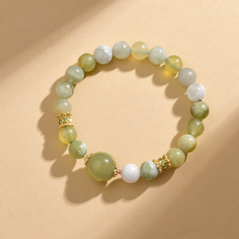 Wear FengShui Green Grape Color Jade Abundance Bracelet
