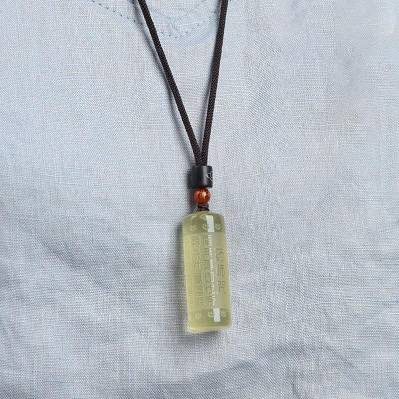 Wear FengShui Heart Sutra Citrine Happiness Strength Necklace Pendant