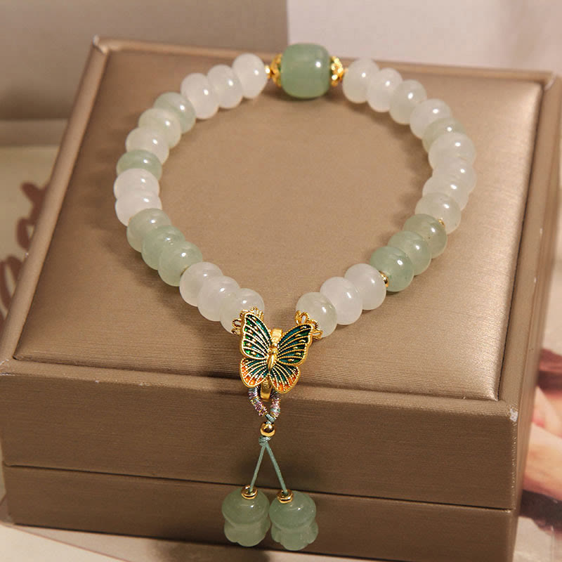 Wear FengShui Natural Tianshan Jade Abacus Beads Butterfly Prosperity Bracelet