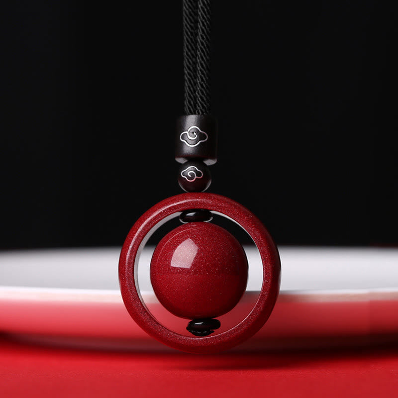Wear FengShui Cinnabar Om Mani Padme Hum PiXiu Blessing Lucky Bead Necklace Pendant