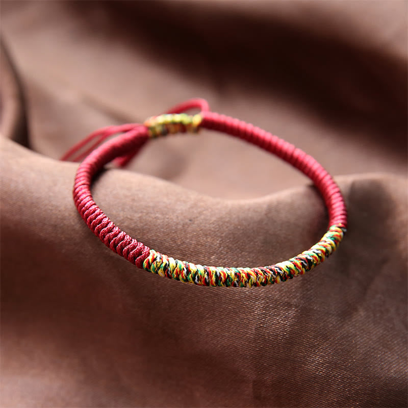 Wear FengShui Tibetan Handmade Multicolor King Kong Knot Luck Strength Braided Bracelet