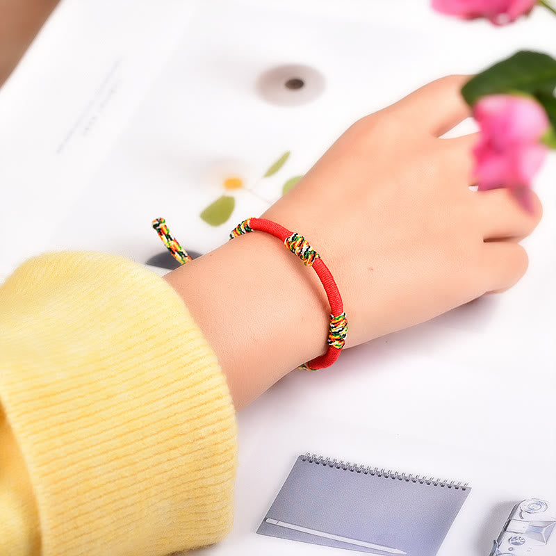 Wear FengShui Tibetan Handmade Colorful King Kong Knot Lucky Protection Braid String Bracelet
