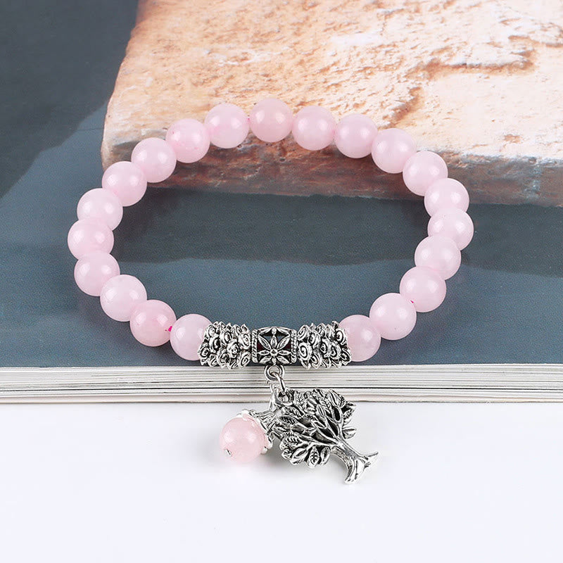 Wear FengShui Natural Gemstone Tree of Life Lucky Charm Stretch Bracelet