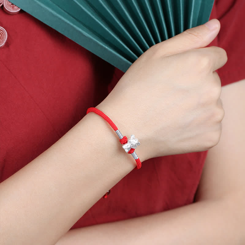 Wear FengShui 999 Sterling Silver Chinese Zodiac Luck Strength Red String Bracelet