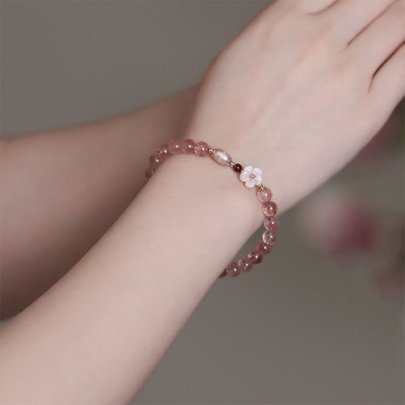 Wear FengShui Strawberry Quartz Peach Blossom Love Bracelet