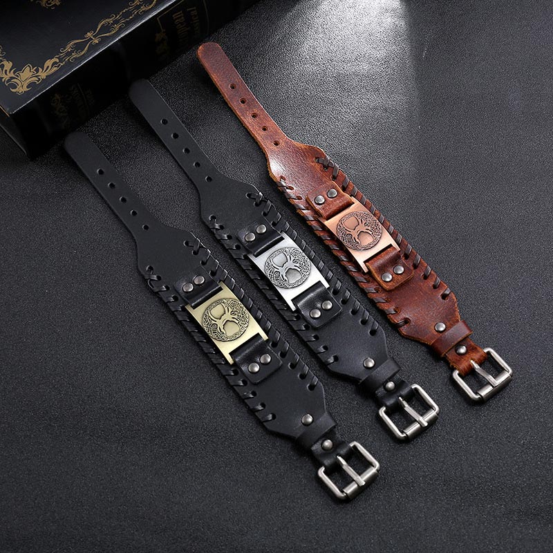 Wear FengShui Lucky Tree Of Life Balance Leather Bracelet
