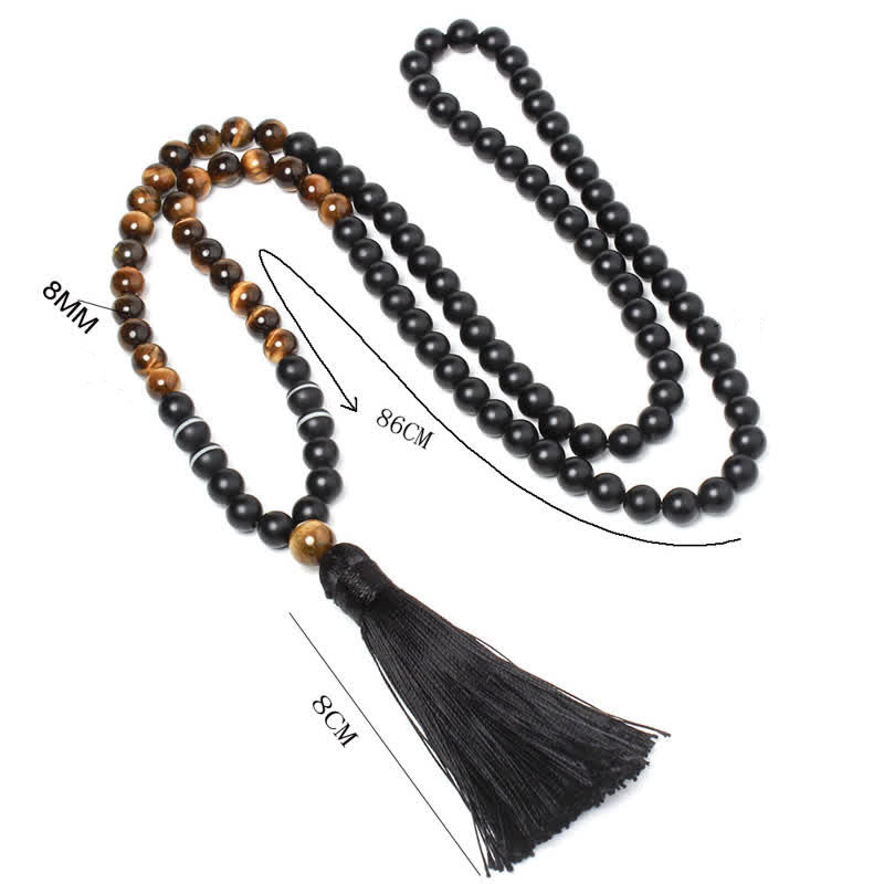 Wear FengShui Black Onyx Tiger Eye Fortune Bracelet Tassel Necklace Pendant