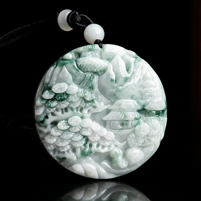 Wear FengShui Mountain Landscape Jade Abundance String Necklace